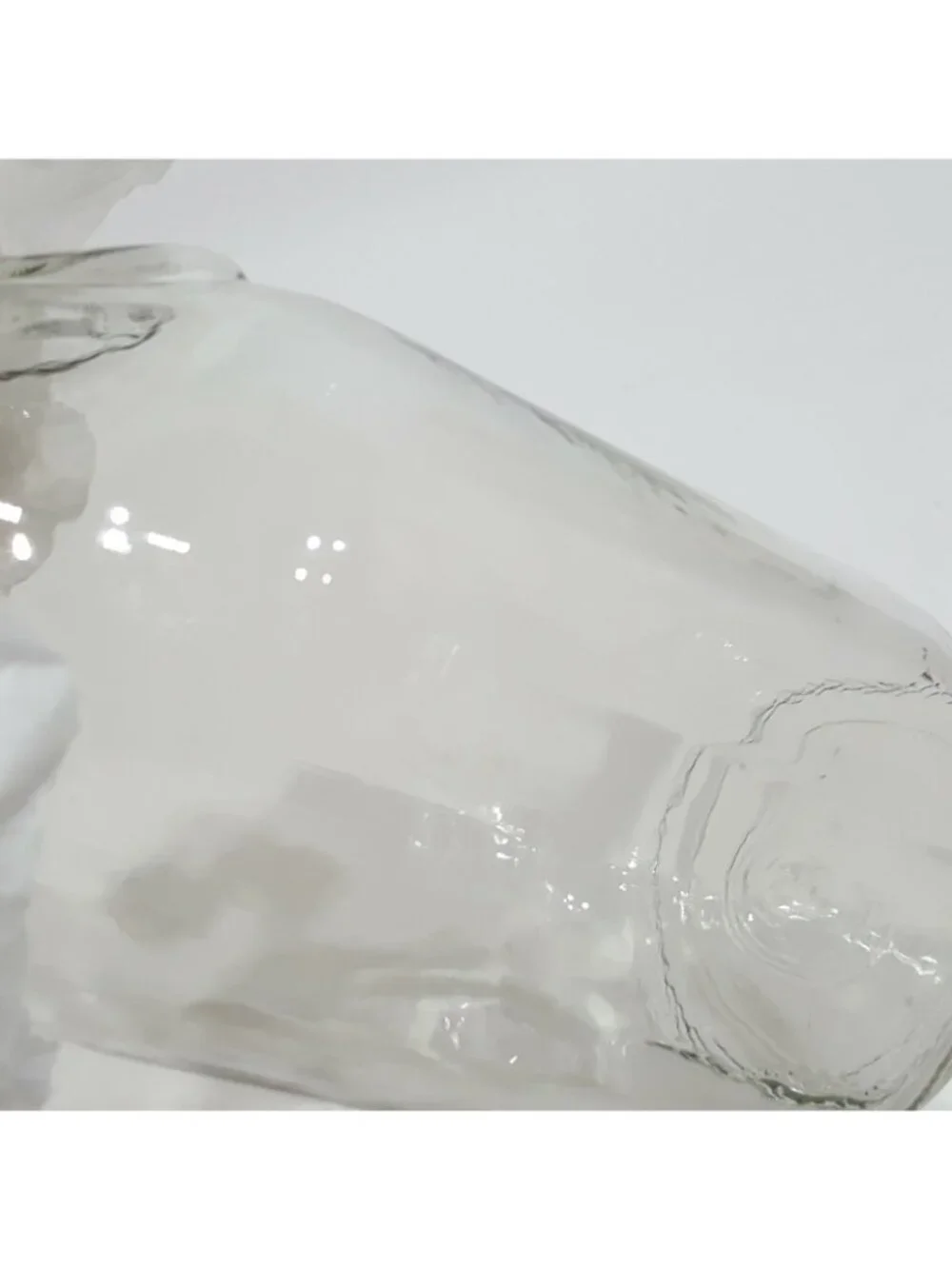 Vintage Clear Wavy Glass Milk Juice Bottle Jar Jug Carafe Since 1852 Flat Back